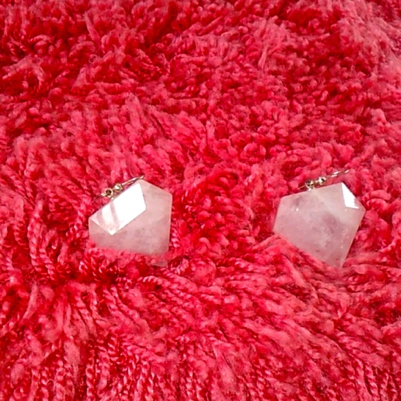 SOLD ♥️ Genuine Rose Quartz Prism Earrings - Picture 2 of 7